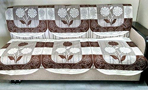 STITCHNEST 10 Piece Net Cotton 10 Seater Sofa Cover Set - Brown