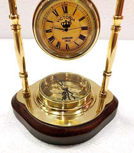 Nautical Art Antique Brass Table Clock Compass Style Nautical Maritime Ship Desk Clock Office Decor