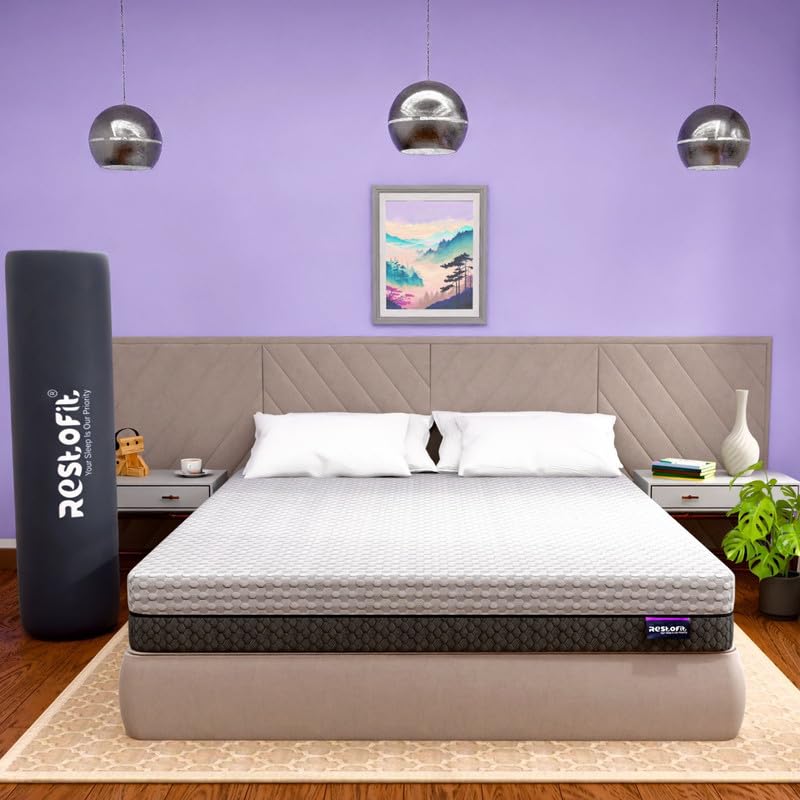 RESTOFIT 4-Layer Premium Latex Mattress | 78x60x8 Inches, Queen Size Mattress | 8" Thickness | Natural Latex with Memory Foam, Viscose Cotton Zipper Cover 10 Years Warranty Vacuum Roll Packaging