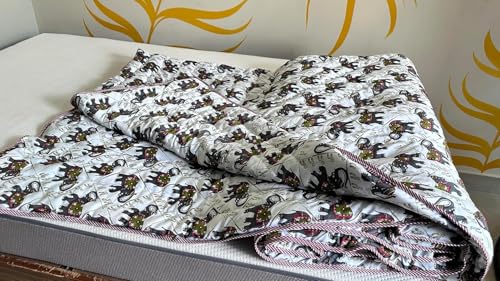 Diana Creations Elephant Printed Double Bed AC Quilts – Jaipuri Rajai with Sanganeri Print | Lightweight & Stylish Rajasthani Print Rajai