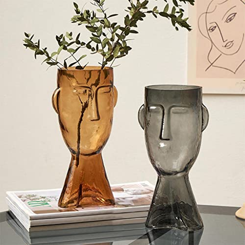 LOOM TREE® Glass Human Head Vase Plant Container Home Decorative Brown 16X13.5X32Cm | Home Decor | Vases