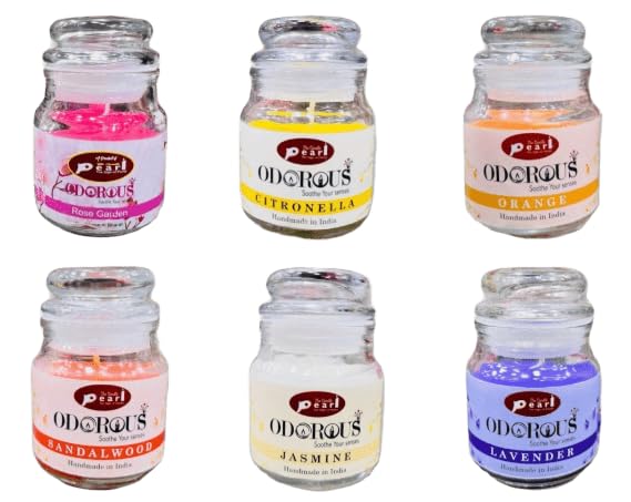 The Decor Affair Set of 6 Fragrance Jar Artisanal Handcrafted Glass Tealight Candles, Scented Soy Candle Collection, Exotic and Awe-Inspiring Home Fragrance Ensemble