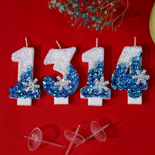 Snow Themed Birthday Candles, 12th Birthday Candle for Party Supplies, Winter Birthday Party Supplies, 2.76 inch Number 12 Candle Cake Topper Decoration (Number 12)