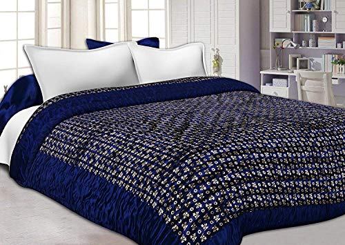 SVT Dark Blue Cotton Razai for Double Bed