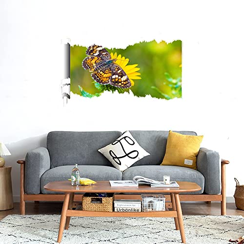 GADGETS WRAP Printed Wall Decal Sticker Scratched Paper Style Wall Decal (90cm x 50cm) - Yellow Butterfly (2)