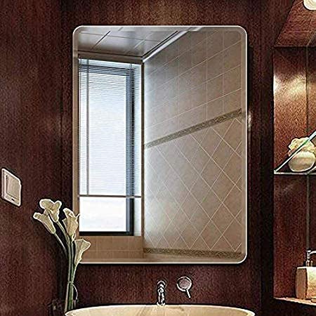 SEVEN HORSES Frameless Bevelled Wall Mirror for Dressing,Bedroom,Bathroom, Living Room,Entrance and Makeup Mirror (14 inches X 20 inches, Rectangular, White, Unframed)