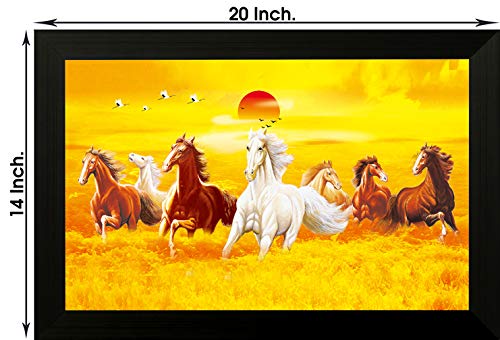 SAF 1 Art of Creations Vastu Seven Running Horses UV Textured Framed Digital Reprint 14 inch x 20 inch Painting BANFH6106