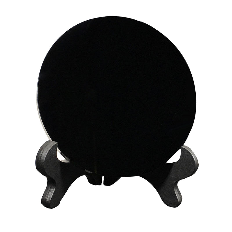 SECRET DESIRE Black Obsidian Disc Obsidian Scrying Mirror for Meditation Home Office Decor Diameter 18Cm