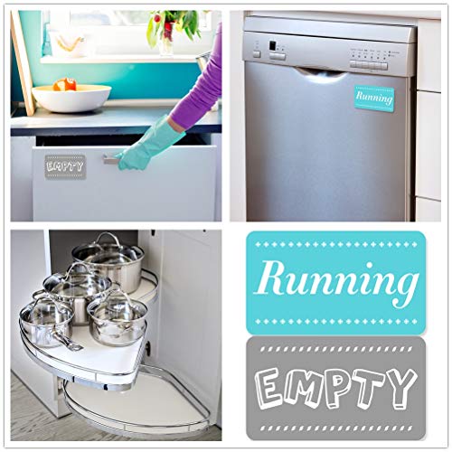 Dishwasher Magnet Clean Dirty Sign - 2Pcs Dishwasher Magnets Double Sided Flip Sign with Bonus Metal Magnetic Plate, Reversible Indicator Works for Home Kitchen Dishwasher