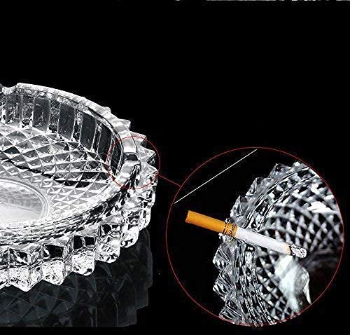 KREZON Ashtray Glass Round Cigar Cigarette Table top Ash Tray Indoor Outdoor Home Decor Set of (1)