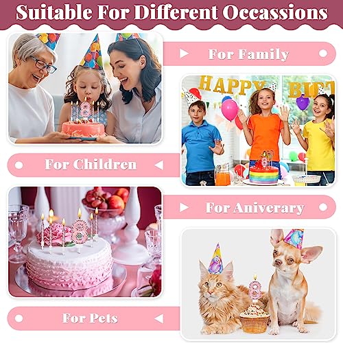 2.75" Large Pink Glitter Happy Birthday Candles Girls Number Candles for Birthday Cakes Sequin Numeral Princess Candle Number Birthday Cake Topper with 10 Long Thin Cupcake Candle for Party (Number 8)