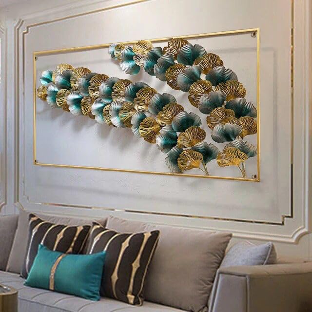 ZOVE Metal Wall Decor Luxury Leaf Design Perfect for Living Room/Hotel/Restaurant/Bedroom/Drawing Room (45 x 24 INCH)