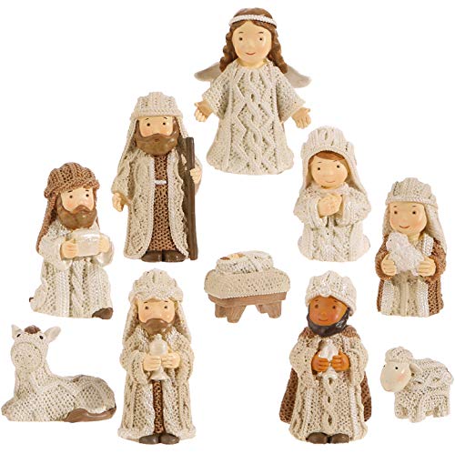 Christmas Nativity Set with Wise Men, Holy Family Manger, 10 Pieces, 2.5 Inch Tall