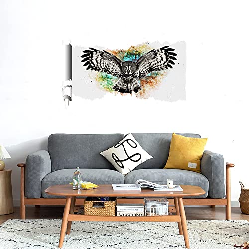 GADGETS WRAP Printed Wall Decal Sticker Scratched Paper Style Wall Decal (90cm x 50cm) - Owl Fly