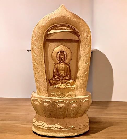 SEPBORN Terracotta Buddha Wall Fountain, 100 cm Height with Light & Pump