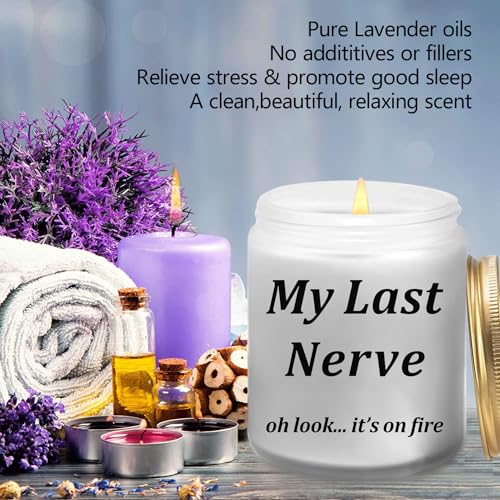 Birthday Gifts for Women, Funny Gifts for Best Friend Women, My Last Nerve Candle, Funny Candles for Women Men, Soy Candle, Long Burning & Highly Scented