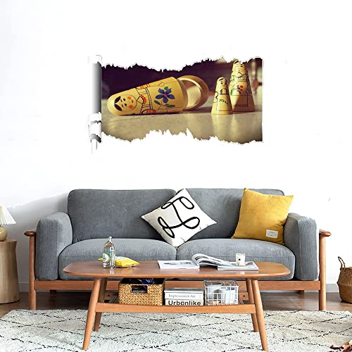 GADGETS WRAP Printed Wall Decal Sticker Scratched Paper Style Wall Decal (90cm x 50cm) - Matryoshka Dolls