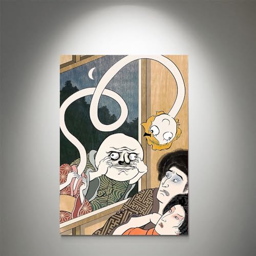 GADGETS WRAP Canvas Gallery Wrap Framed for Home Office Studio Living Room Decoration (9x11inch) - Ukiyo E Rage Face Yokai