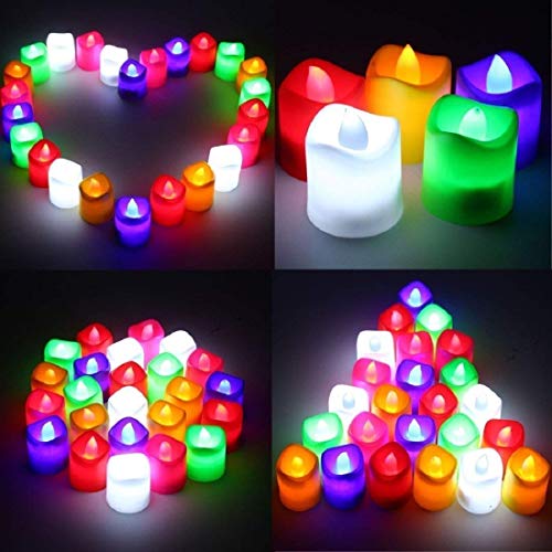 Vankab Plastic LED Flameless and Smokeless Battery Operated Tea Light Candle (Multicoloured) (48)