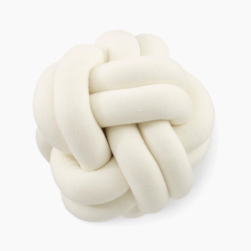 Pluchi Nodo Combed Cotton Knitted Knot Pillow/Knot Pillow for Sofa (30 cm x 30 cm) (Ivory)