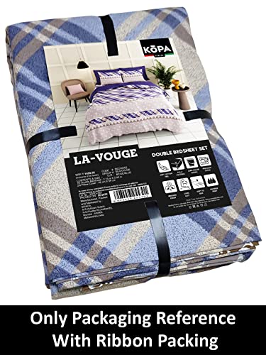 KOPA Extra Smooth Micro Double Bedsheet with 2 Pillow Covers -3pc Set (la-Vogue) | Extra Smooth Cotton Feel - Glace Cotton | 1 Bedsheet with 2 King Size Pillow Covers Floral-Grey