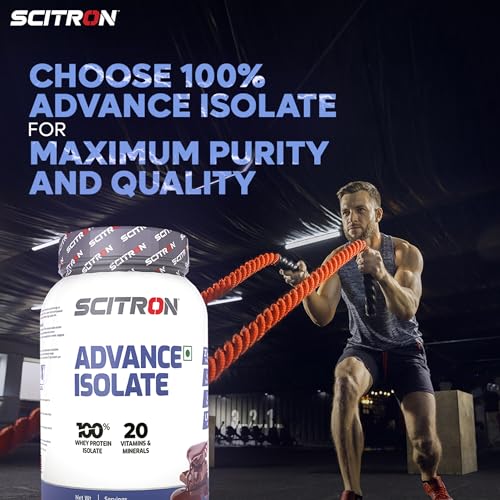 Scitron Advance Whey Protein Isolate 1Kg - Chocolate Fantasy (28.5 Servings | 27.4g Protein per Serving | 20 Essential Vitamins and Minerals | Easy-Mix Formula)