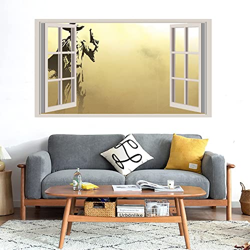 GADGETS WRAP Printed Wall Decal Sticker Fake Window Style Decal (90cm x 50cm) - Yellow Cowboy