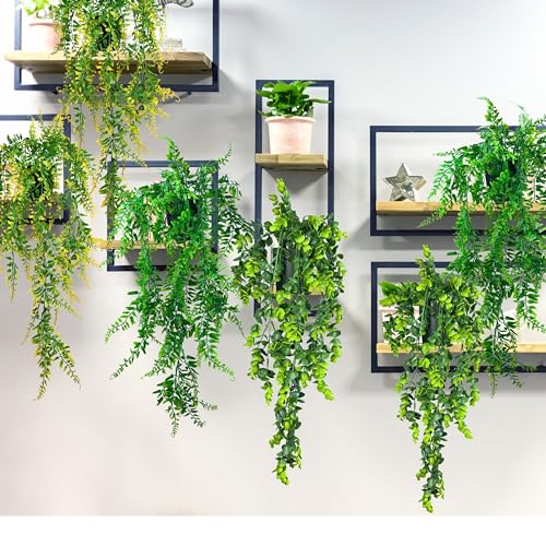 Tdas Plastic Artificial Plants With Pot Leaves Hanging Ivy Garlands Plant Greenery Vine Creeper Home Decor Door Wall Balcony Decoration Party Festival Craft (2 Pcs Design3)