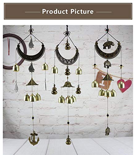 CrazyCrafts Metal Wind Chimes for Home Balcony Garden Positive Energy, Home Decor Hanging Long Brass Bells Gifts for Loved Ones 5 Bell with a Moon Shape Hanging Bells