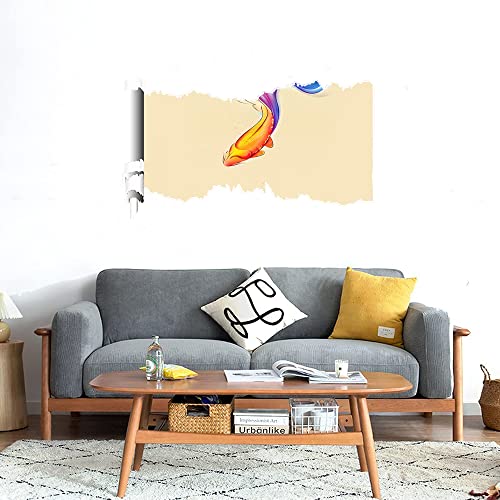 GADGETS WRAP Printed Wall Decal Sticker Scratched Paper Style Wall Decal (90cm x 50cm) - Curve Fish