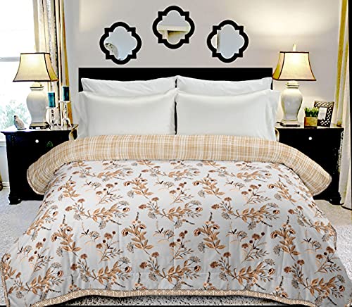 HAWTE Floral Double AC Blanket for AC Room (Cotton, Peach Orange) - Perfect for Every Season