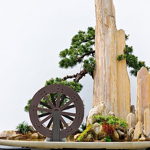 Yardwe Fountain Water Wheel Waterfall Decor Jewelry Accessories Fish Tank Decoration Simulation Wheel Model Fish Tank Fountain Wheel Water Fountain Part Miniature Plastic Fall Brown