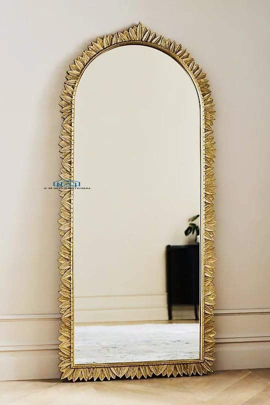 A.M INTERNATIONAL Wooden Carved Wall Mirror Frame Solid Wood, Antique Finish | with Out Mirror | Size 6 * 2.5 ft (Antique Gold)