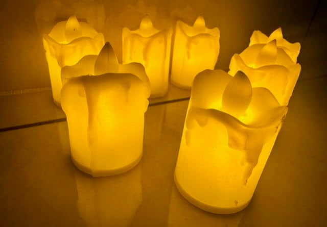 Candles for Decoration | Melted Design Premium Acrylic Flameless & Smokeless Decorative Candle | Melting Candles | Led Tea Light Candles (Pack of 10)