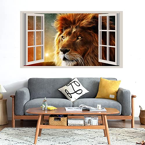 GADGETS WRAP Printed Wall Decal Sticker Fake Window Style Decal (90cm x 50cm) - Ultra Lion