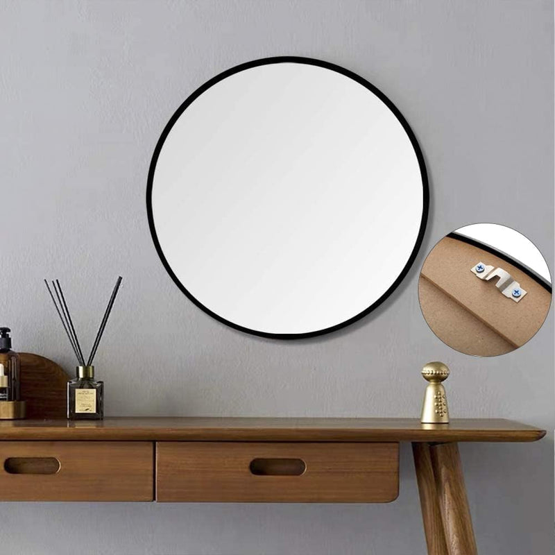 The arts box Creations Circle Wall Mirror Inch Round Wall Mirror for Entryways, Washrooms, Living Rooms, Vanity Mirror and More (Black, 18")