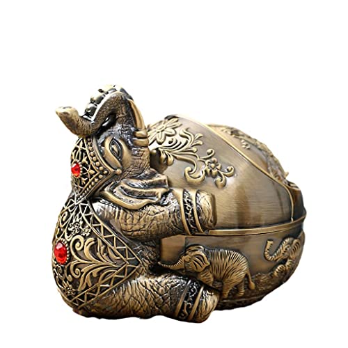 Losas Ash Tray with Lid Cigarette Holder Ashtray Indoor Outdoor Craft Decor Bronze