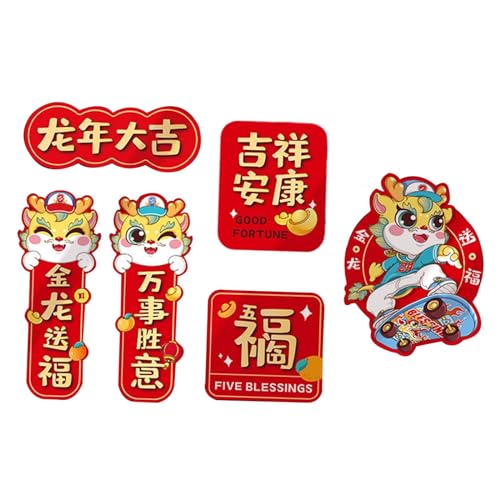 ATORSE® 6 Pieces Chinese New Year Refrigerator Magnets 3D for Spring Festival Office Style A