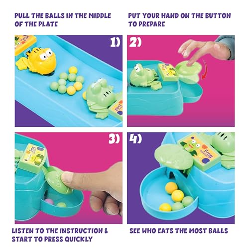 ToyMagic Hungry Feed Me Frog Game with 16 Beans|Eat The Beans|Hungry Frog Game for Kids|2 Player Family Party Board Game|Press The Frog|Collect More Beans|Best Birthday Gift for Kids 4+|Made in India