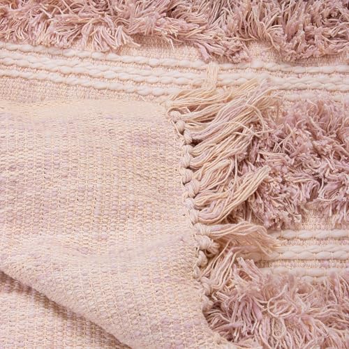 DMAASA Pure Cotton Pink Fur Sofa Throw | 50x70 Inch Twill Size Throw for Chair, Couch, Bed, Living Room, Knitted Throw | Multipurpose Soft Cozy Lightweight Breathable Throw Easy Machine Washable