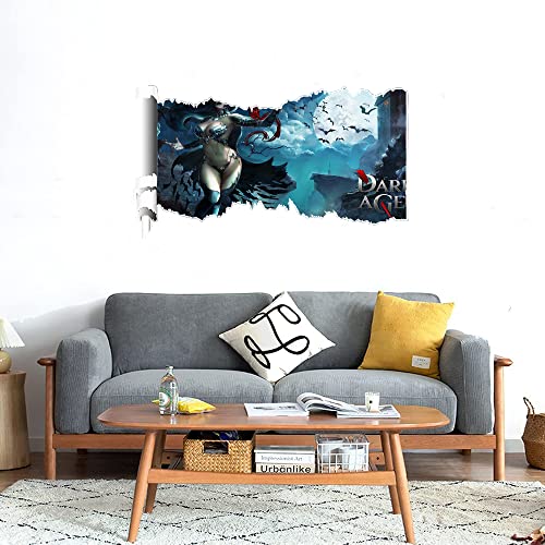 GADGETS WRAP Printed Wall Decal Sticker Scratched Paper Style Wall Decal (90cm x 50cm) - Vampire Dark Age Forsaken World Bats Moon Games Girls Fantasy