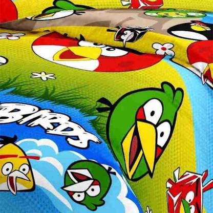 Jaipur Fabrics Polyester Blend Blizz Mont ''Angry Bird'' Super Soft Cartoon Design Print Reversible Kid's Single Bed Dohar (Multicolor, Standard)