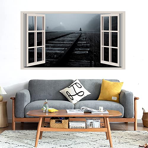 GADGETS WRAP Printed Wall Decal Sticker Fake Window Style Decal (90cm x 50cm) - Rail Track