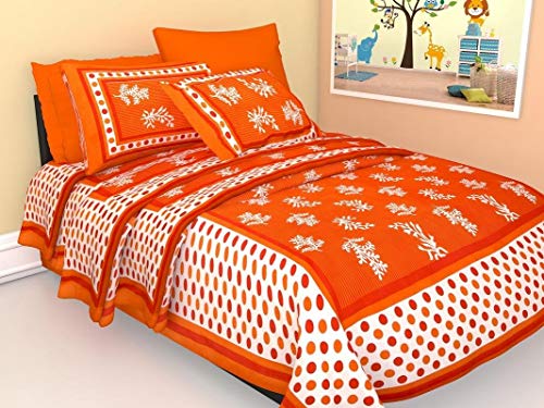 UBANIA Collection-We Believe in customers Satisfaction® Comfort Cotton Rajasthani Traditional TC 144 Single Bed Bedsheet with 1 Pillow Cover