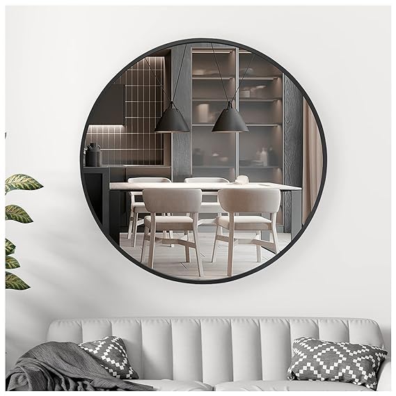 12 Inch Black Round Wall Mirror with Metal Frame Circle Wall MirrorFor Bath Room,Living Room,Dressing Room