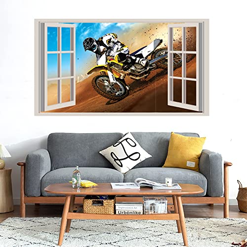 GADGETS WRAP Printed Wall Decal Sticker Fake Window Style Decal (90cm x 50cm) - Dirt Bike