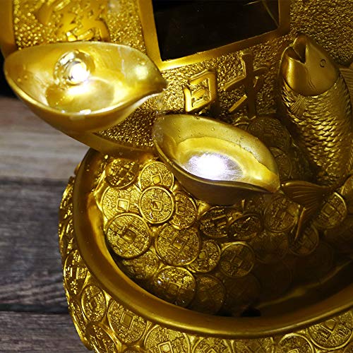 Ubersweet® Desktop Fountain, Fish Money Water Fountain Desktop Resin Fountain Gold Home Ornament Resin Fountain Table Decoration Fountain for Living Room'||