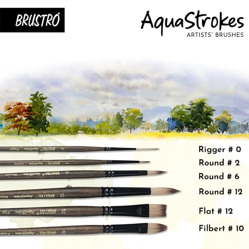 Brustro AquaStrokes Artist Brushes for Watercolour, Gouache, Acrylics and Oil Brush Set of 6