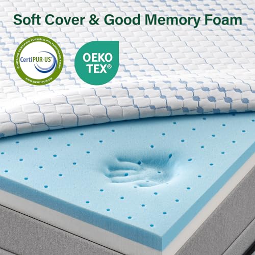 3 Inch Mattress Topper Twin XL with Blue Cover