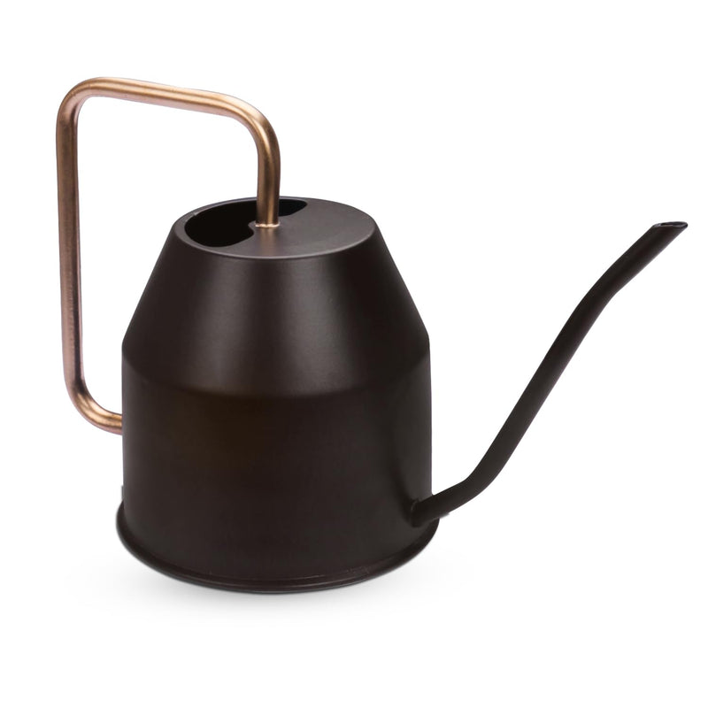 BonKaso 1 Litre Metal Watering Can Pot for Home Gardening Watering Plants & Flower, Stylish Long Spout Handle (Brown- 1 Liter)